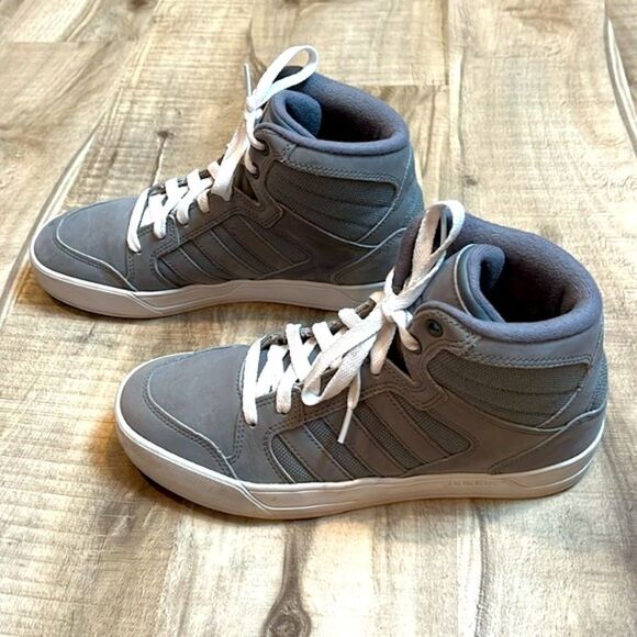 Adidas hi tops Neo Ortholite leather suede gray sz 7 (womens 8) good condition - Picture 2 of 9